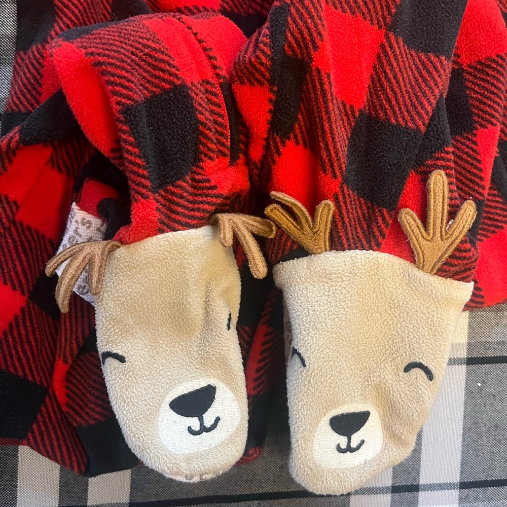 Fleece One Piece Kids Pyjamas with Reindeer Feet Carter’s